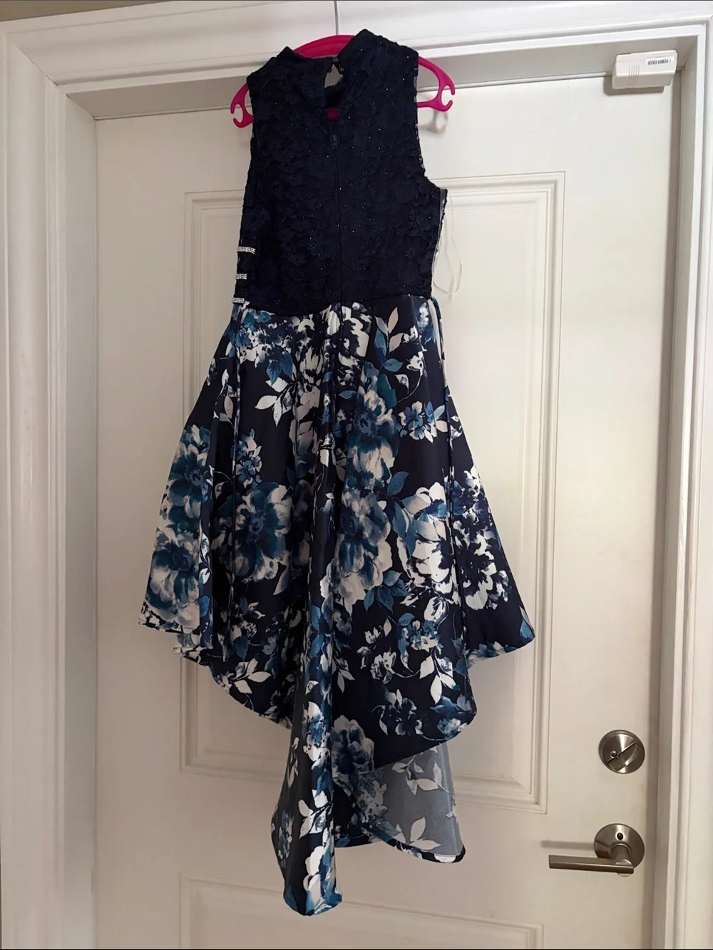 Speechless Navy and Blue Floral High-Low Party Dress